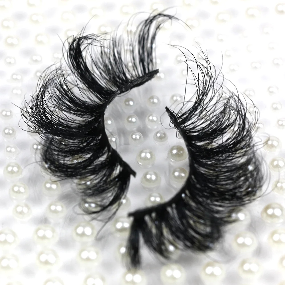 

DMH01 Russian style strip mink eyelash 25mm D curl fluffy eyelash extensions 5d mink lash, Natural black