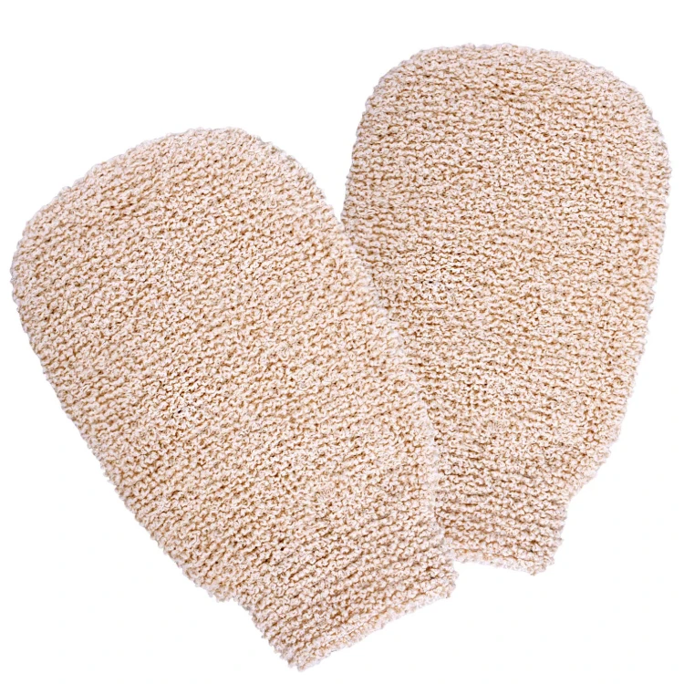 

Natural Vegetable Fiber Bath Exfoliating Gloves Scrubber Loofah Mitt Washcloths, Beige