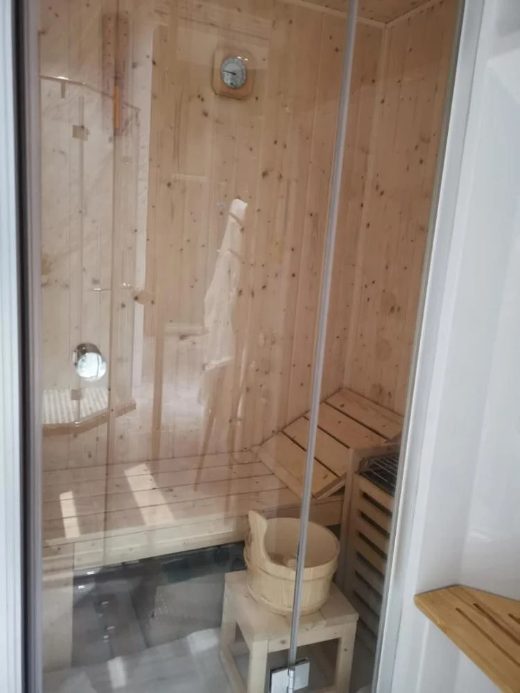 
sauna and steam combined room spa shower & sauna with tempered glass shower door 