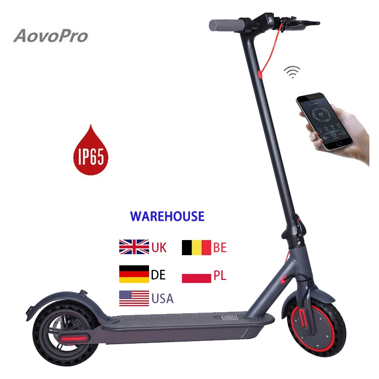 AOVO PRO 2021 Smart Brushless Motor 350w Stand Up Electric Bicycle Scooter Uk Warehouse Adult with Disc Brake