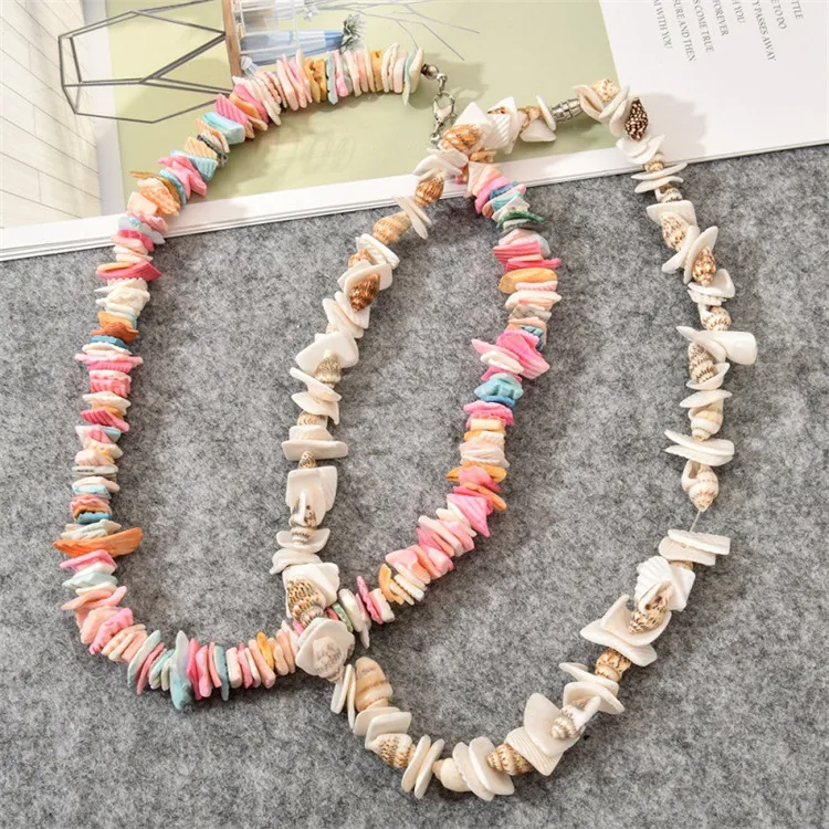 

Hawaii Boho Beach Jewelry Women Natural Cowrie Sea Broken Shell Choker Necklace
