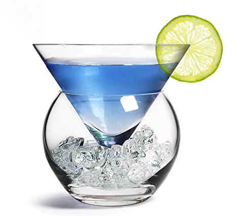 

Unique Craft Gift Elegant Cocktail Glass Set Stemless Martini Glasses with Chiller for Margarita Cosmopolitan Manhattan Cocktail