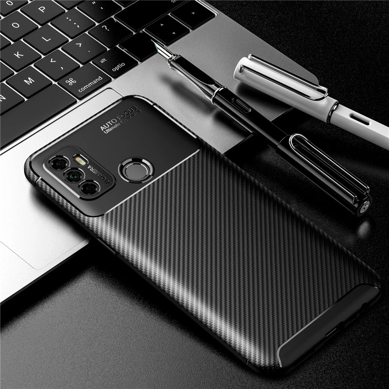 

Luxury Soft Silicone Housings Bumper Carbon Fiber Protective Phone Case For OPPO A53 Case A32 A33 A53S A52 A72 A92 Back Cover, As picture shows
