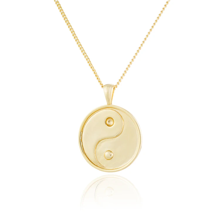 

Gemnel 925 Sterling silver jewelry china yin yang coin charm minimalist necklace