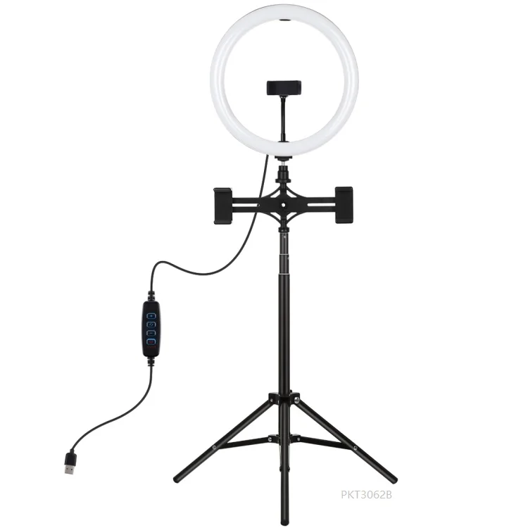 

PULUZ 3 Phone Clamps 30cm Light Photographic Selfie Led Vlog Ring Light with 1.65m Tripod Stand