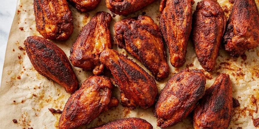 Smoked wings plated with blue cheese and celery sticks