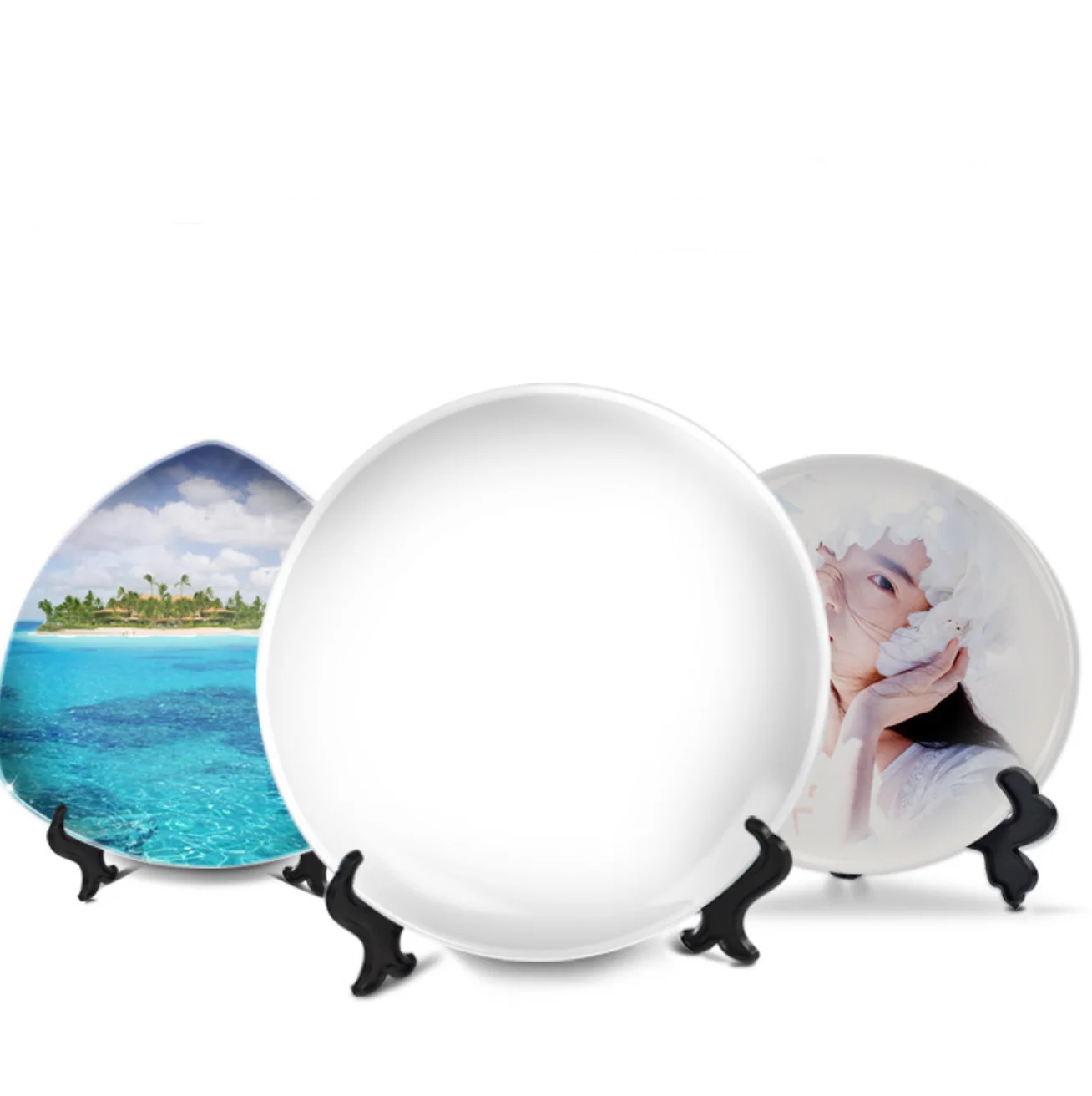 

In stock 6 inch 7.5 inch 8 inch 10 inch sublimation blank dinner ceramic plates for DIY