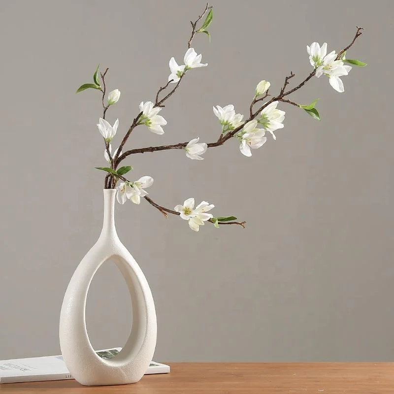 

Modern Ceramic Vase for Flowers Decor 12 Inch Modern Geometric Vase Peephole Vase for Living Room Bedroom Dining room, As picture