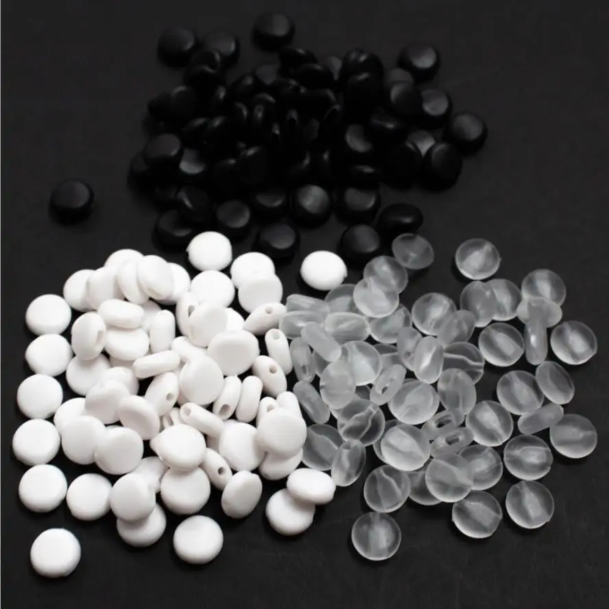 

100pcs/bag White Black Round/flat In Stock Toggle Cord Stopper Lock Plastic PVC Anti Slip Earloop Adjustment Buckles