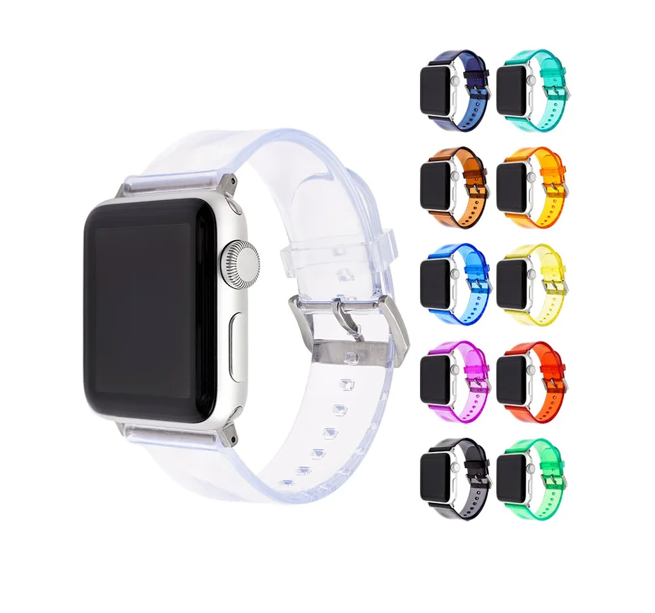 

iWatch Band Silicone Watch Strap Transparent Rubber Watch Band for Apple Watch Series 7/6/5/4/3/2/1