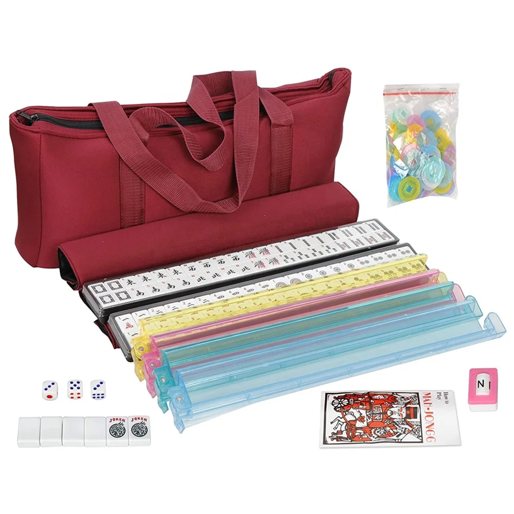 

New American Mah Jongg Set 166 Tile Mahjong Set with Quilted Bag American Mahjongg set, White and blue