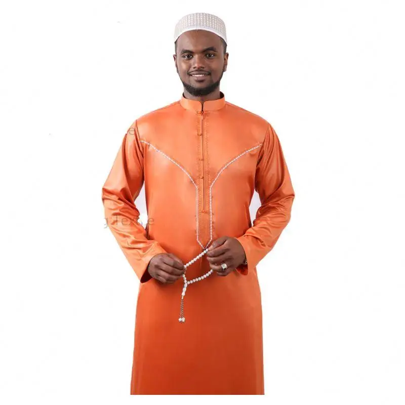 

Modern Men Muslim Robe High Quality Contrast Color Kaftan Jubah Abaya Oman Men Thobe Wholesale Islamic Fashion Thobe, Customers' requirements