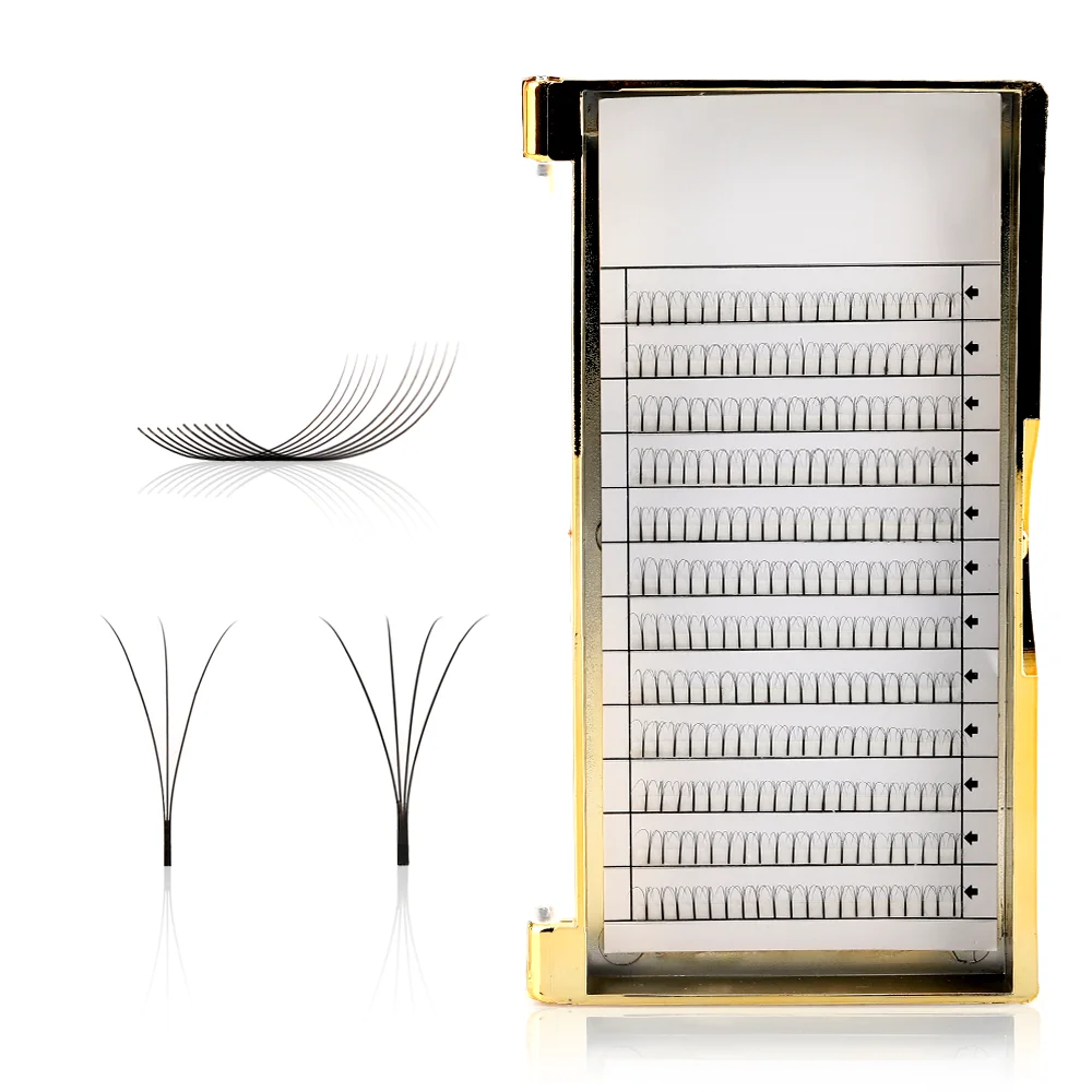 

Free Sample Silk Lashes Extensions Russian Volume Fans 4D Long Stem Premade Fans Volume Lashes, Black
