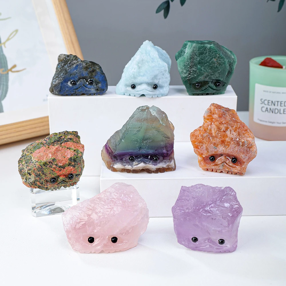 

Natural crystal rough stone crafts healing hedgehog crafts cute gemstone carvings