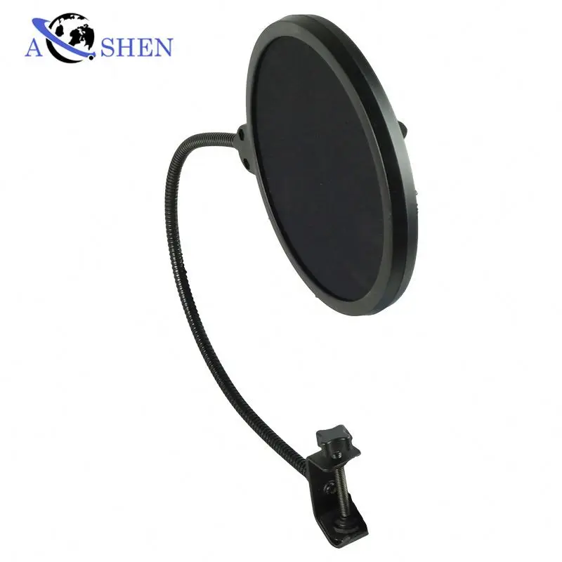 

Professional live broadcast Microphone Pop Filter For Studio Recording Metal Mic Foam Wind Screen, Black