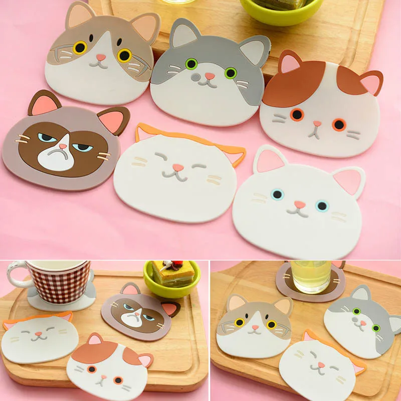 

Creative Cute Table Placemat Waterproof Heat Insulation Non-Slip Bowl Pad Cartoon Milk coffee Water Coasters Kitchen Tableware, Multi color