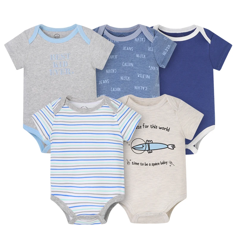 

5-Piece Baby Bodysuit Envelope Necklines Newborn Baby Clothes Baby Romper, As pictures show