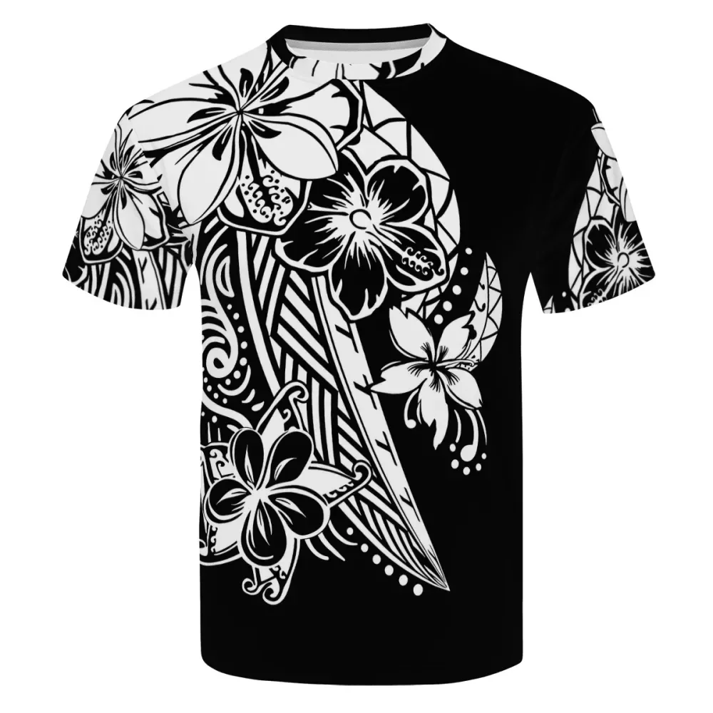

Custom Short sleelve Hawaii Polynesian Traditional Tribal Pattern 3D Printed O-neck Breathable T Shirts For Mens Casual Tops