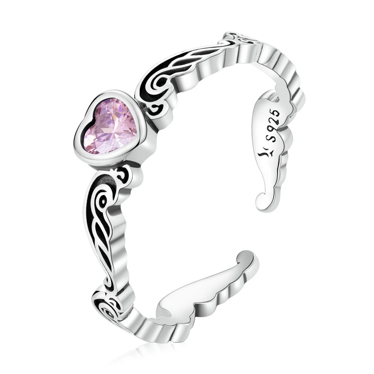 

SCR766 Fashion exquisite 925 sterling silver cubic zirconia vintage pattern heart ring