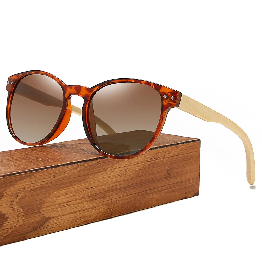 

Eco-friendly Vintage luxury designer Round Large frame polarized wooden bamboo sunglasses, Custom color