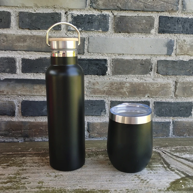 

Double wall water flask Bottle Stainless Steel Vacuum flask with straw lid, Black, white