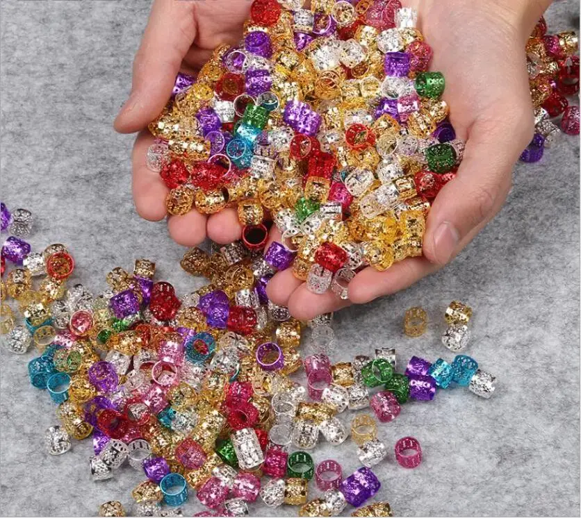 

hair beads for synthetic braid hair decoration accessories, dreadlocks braiding hair cuffs, Gold, silver, colorful