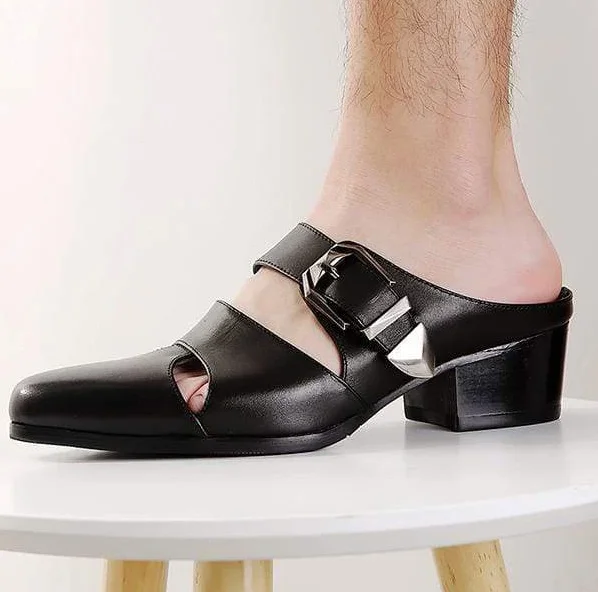 

2020 summer new products with baotou men's shoes belt buckle decoration outdoor slippers drop shipping, Purple, blue, black, silver, brown