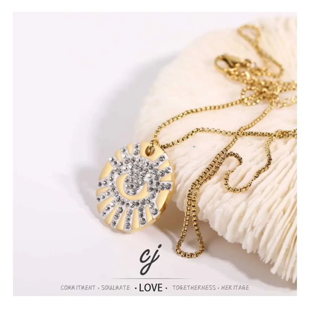 Carline Wholesale Fine Fashion Devil Eyes Stainless Steel Zircon Link Minimalist Gold Plated Pendant Luxury Design Necklace