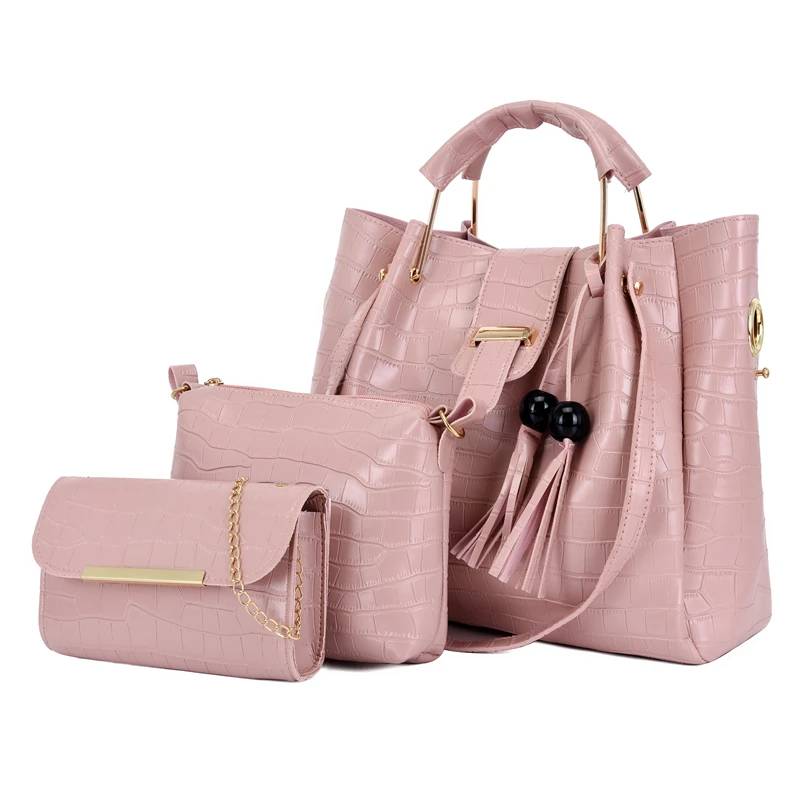

Wholesale Fashion ladies bags handbag 3pcs Leather Lady Hand Bag