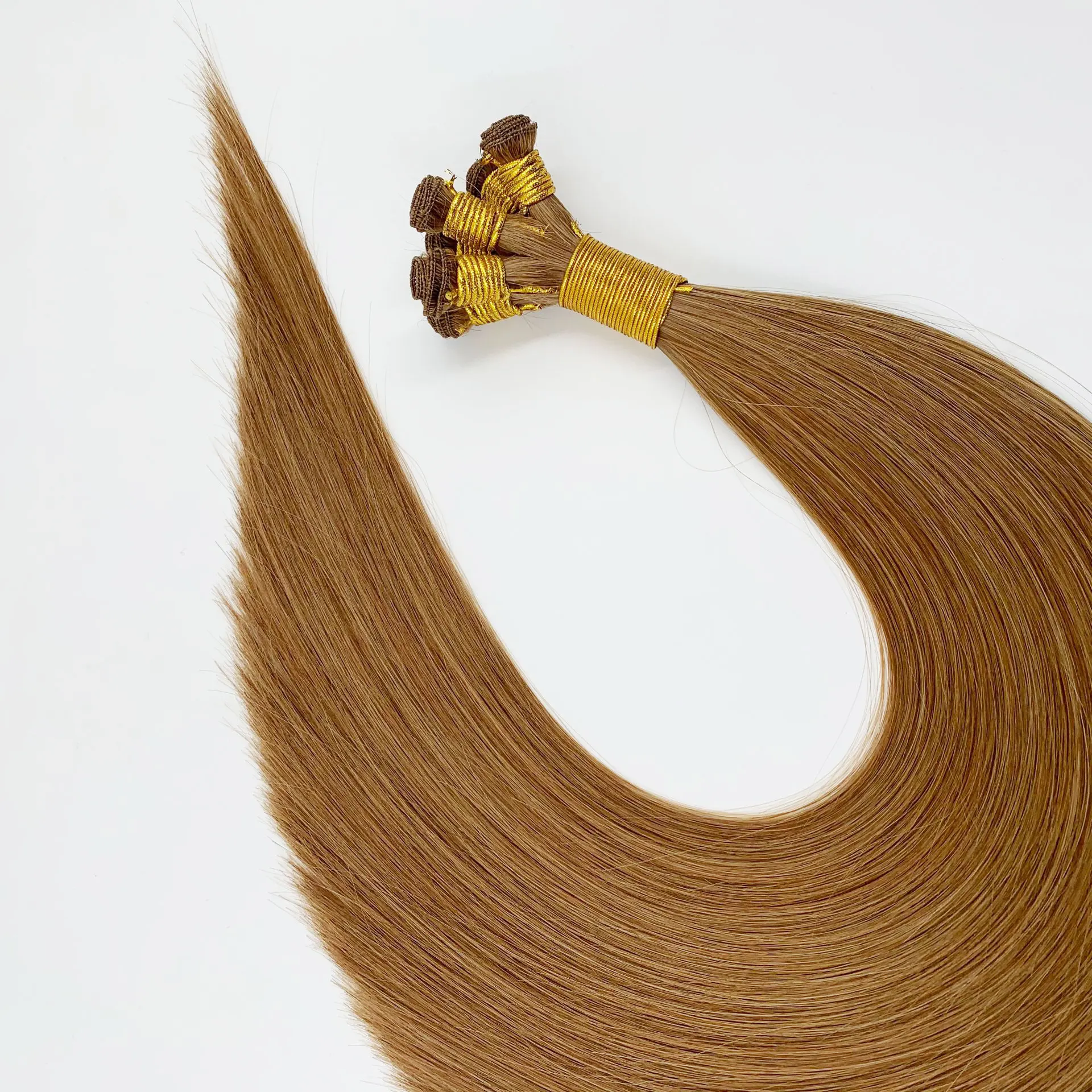 

100% Russian Human Virgin Remy Hair Extensions Thick End Hand Tied Weft Double Drawn Handtied