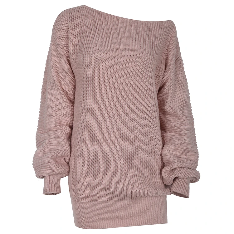 Fashion Casual Women Lady Jumper Oversized Sweaters Knitted dress sexy off The shoulder knit