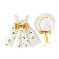 

2018 summer girl chiffon dress foreign trade girl floral dress small child sleeveless skirt with hat