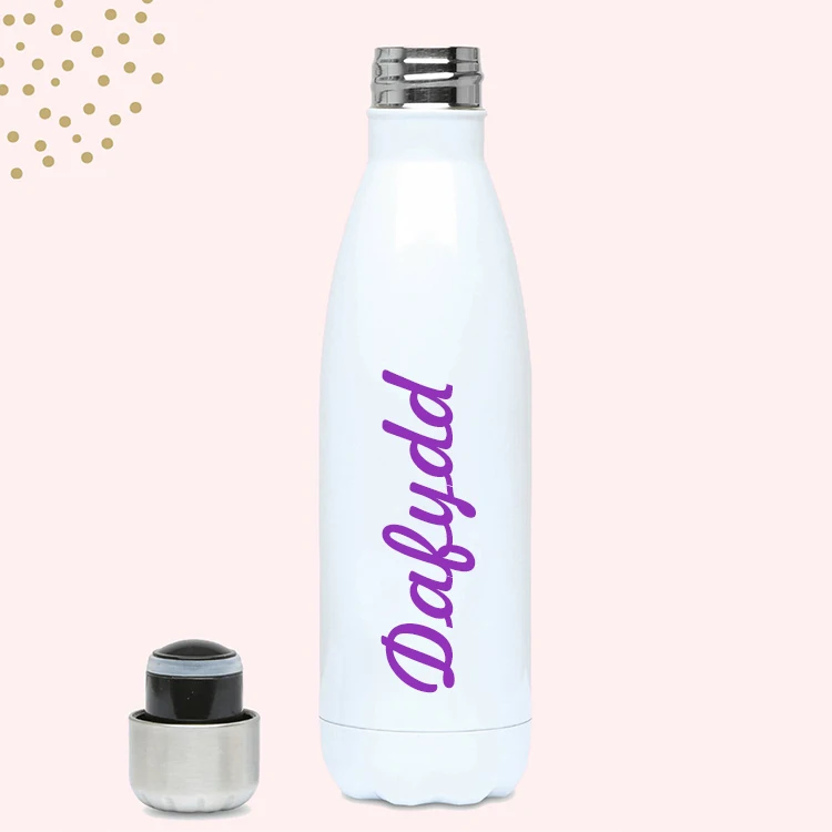 

High Quality Double Wall 304 Vacuum Insulated 500ml Stainless Steel Island Cola Shaped Water Bottle, Black white pink customized color and pattern