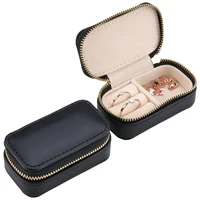 

luxury Wholesales mini portable jewellery box velvet storage organizer ring leather travel caes jewelry