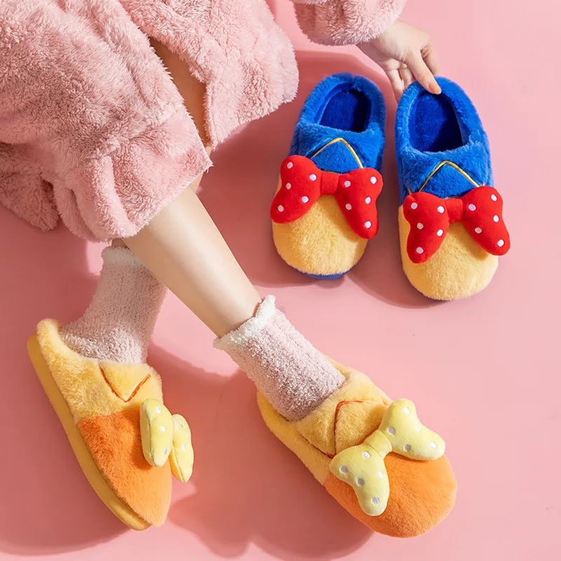 

Newest Comfort Style Cute Home Ladies Bedroom Trendy Warm Indoor Covered Slides Plush Bow Slippers