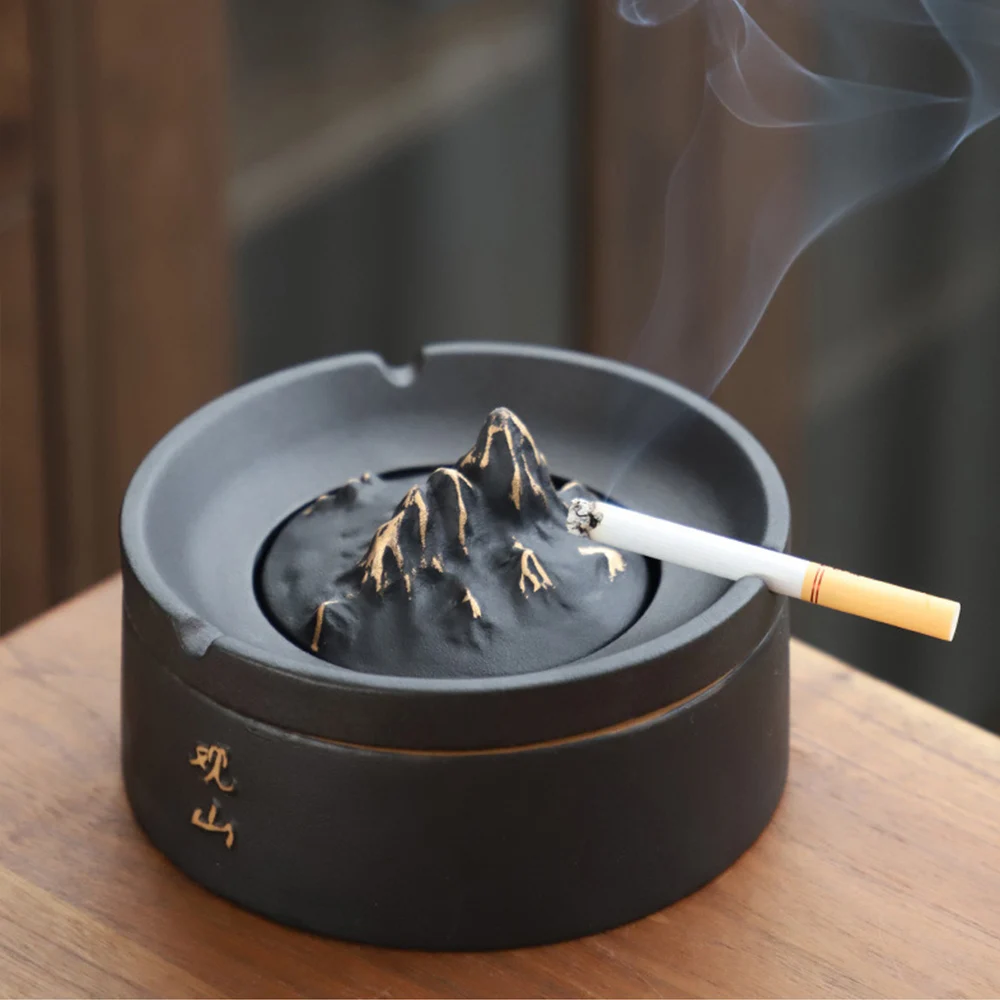 

Modern household goods smoking accessories creative view mountain ceramic ashtray
