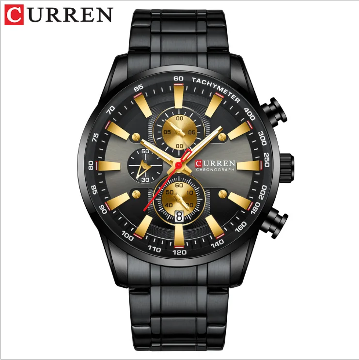 

New Fashion Quartz Chronograph Men's Watch CURREN Stainless Steel Date Wristwatch Clock Male Luminous Clock, Colours