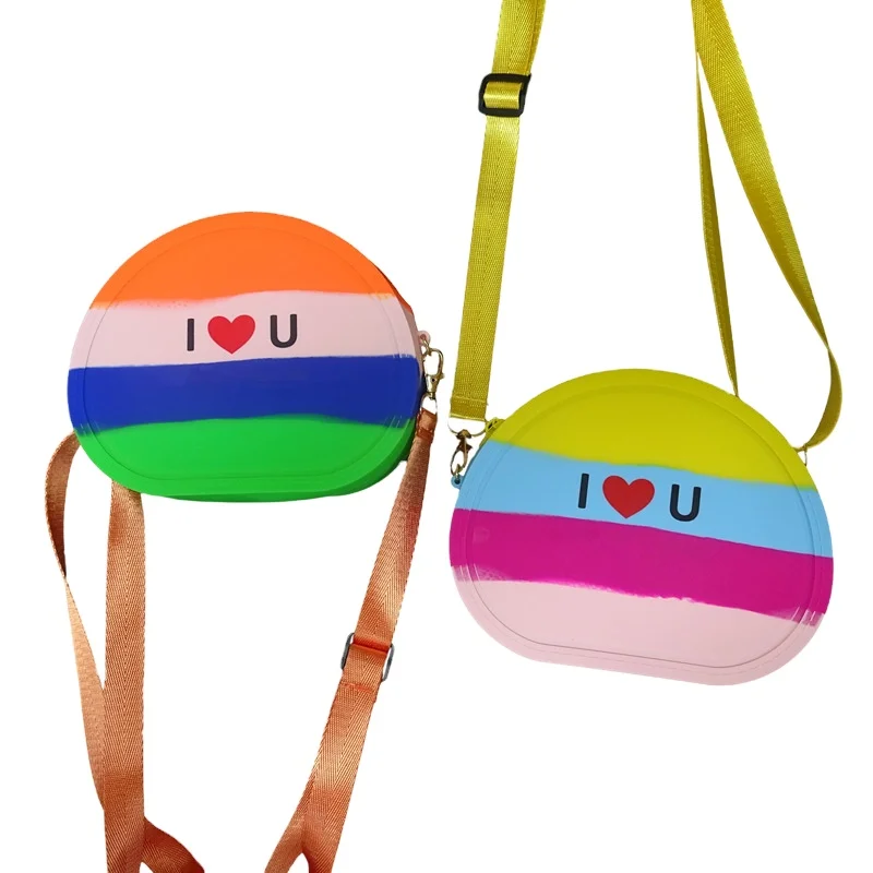 

Custom Logo silicone crossbody hand bag women's fashion shoulder messenger bag for phone size capacity, Colorful and pure (pink ,red,blue,purple