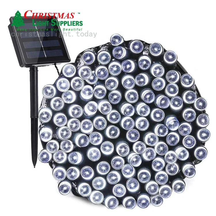 COOL WHITE Solar Powered 72ft 200 LED String Lights  8 Modes Twinkling Waterproof Led  garlandslight  for Garden paito