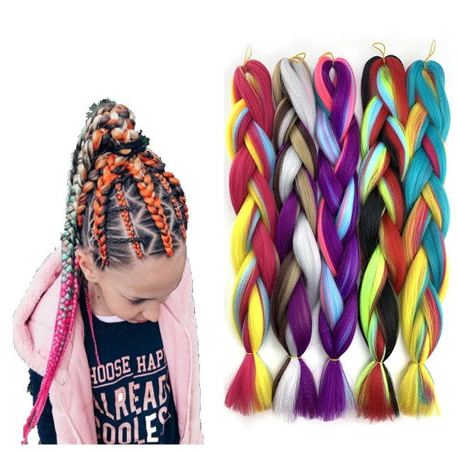 

Ombre Jumbo Synthetic Braiding Hair Crochet Mix Colorful Synthetic Hair Extensions Jumbo Crochet Braids