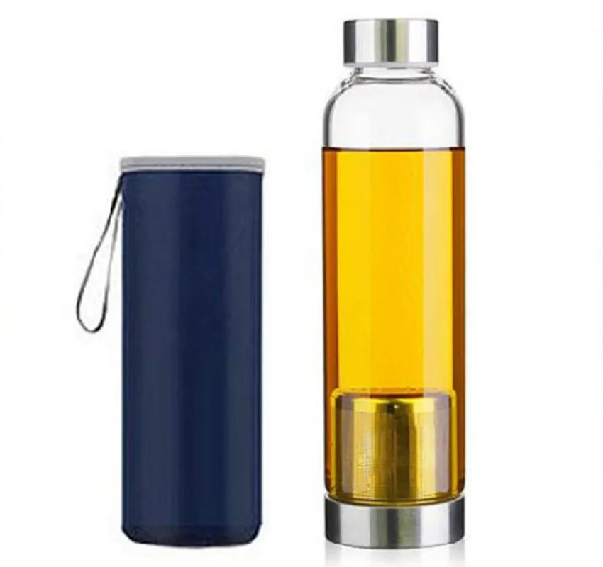 

Mikenda 420/550ML My Sport Portable Real Borosilicate Glass Cup Water Bottle filter Tea Travel Mug With Handle Bottle Infuser