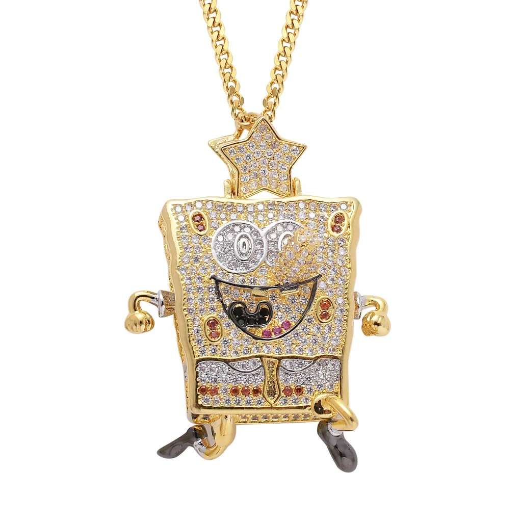 

Iced Out Cartoon Characters Pendant Necklace For Men Women Gifts Zircon Necklace Rapper Hip Hop Jewelry