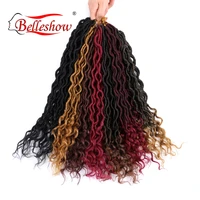 

Belleshow wholesale 24 stands crochet braid hair faux locs with curly ends wavy faux locs crochet goddess faux locs
