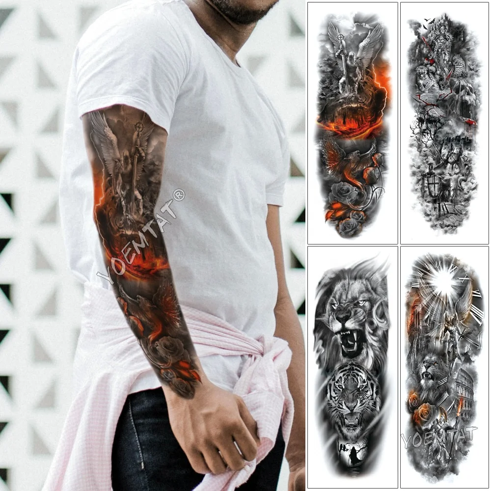 

2021 new design large arm sleeve waterproof temporary tattoo sticker, Cmyk