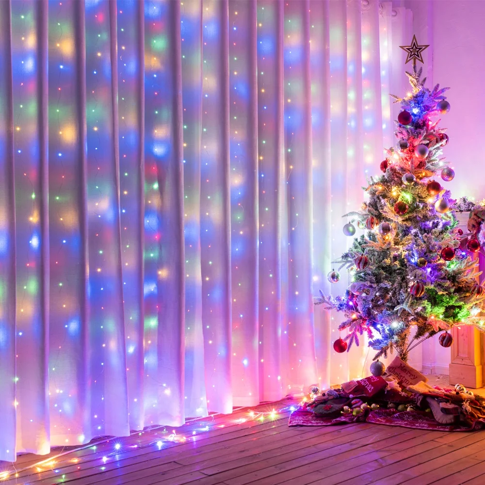 party wedding home decoration Christmas fairy led icicle garlands Waterproof 300 LED Curtain Fairy String Light