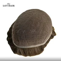 

Wholesale hair wig men toupee Human Hair Replacement System French Lace Bases Brazilian Hair Toupee For Men