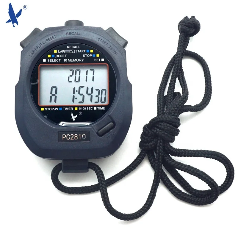 

Tianfu PC2810 stopwatch timer two rows of 10 track and field running movement competition referee pedometer, Black
