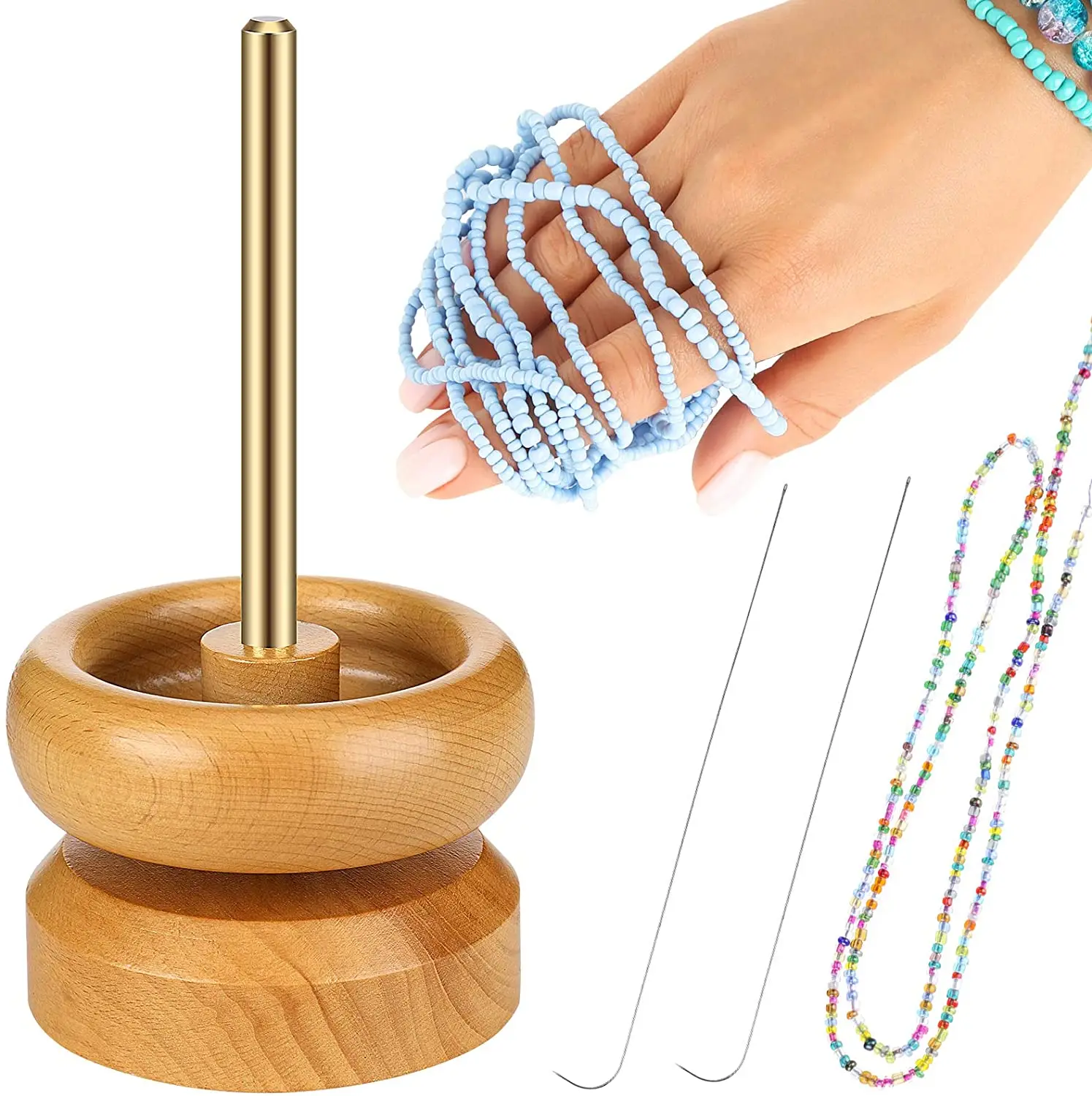 

manual rotating jewelry beading auto new design wooden darice bead spinner jewelry making tools loader