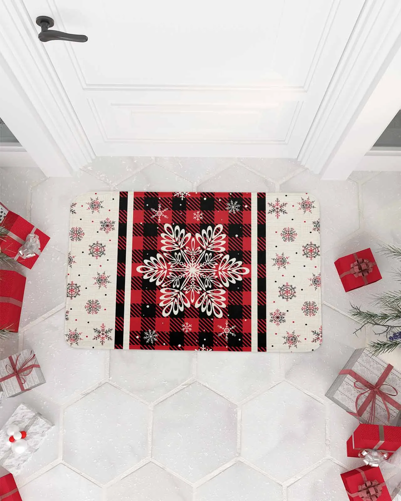 Christmas Welcome Doormat Front Non-Skid Entryway Mat Xmas Indoor Decorative Washable Floor Mats for Bedroom Living Room Kitchen
