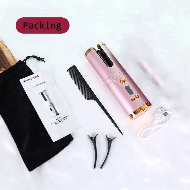 

Wholesale Factory Hair Curling Automatic Rotating USB Rechargeable Hair Curler Mini Cordless Hair Curler Straighteners, Picture shows